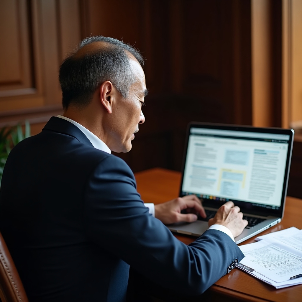Lektor prochází portfolio a poznámky ke komunikačním šablonám na notebooku
